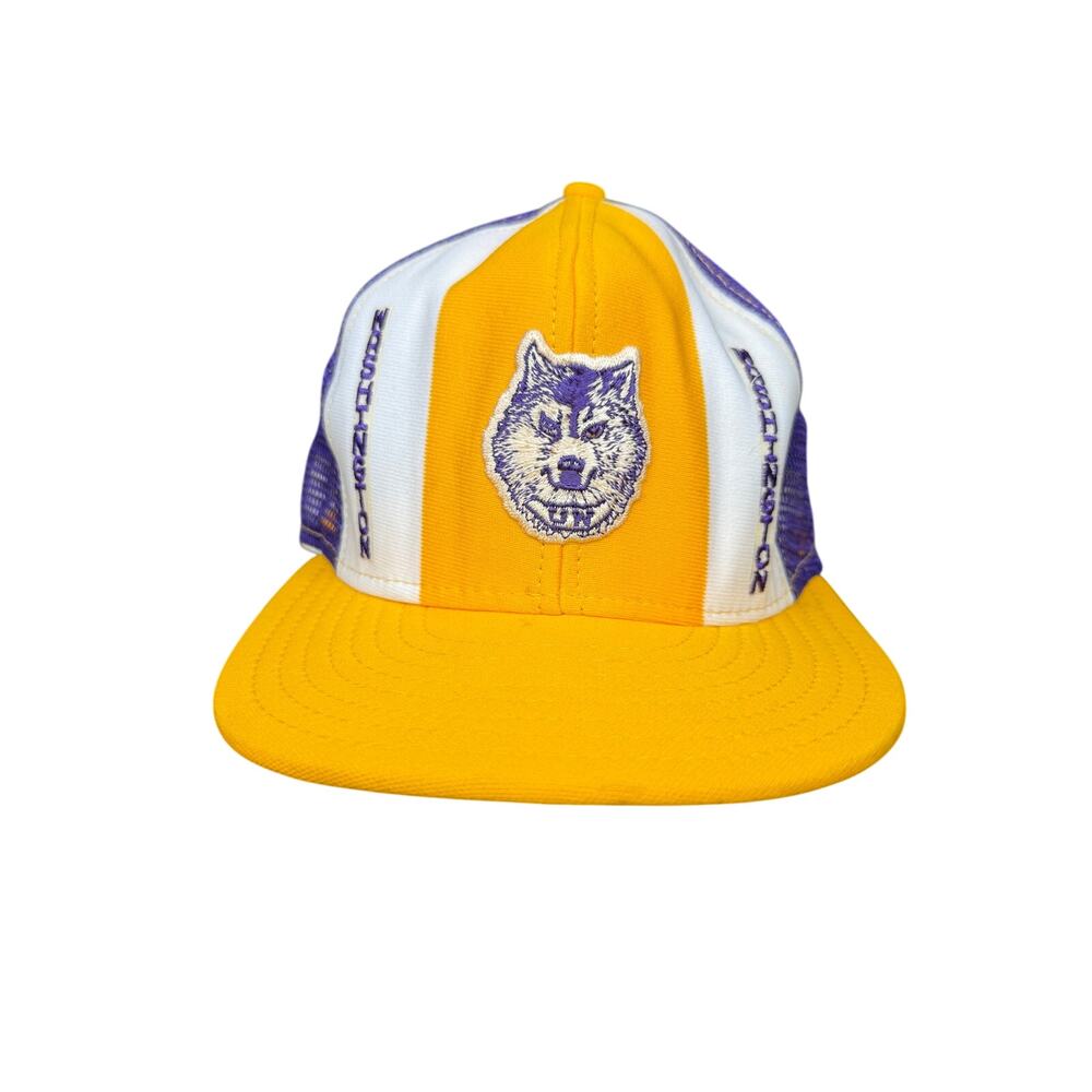Washington Huskies AJD Lucky Stripes NCAA Snapback‎ Trucket Hat Vintage 70s 80s